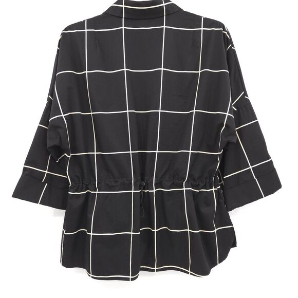 Akris Punto womens windowpane check zip front top Size 10 black & white - Picture 9 of 10